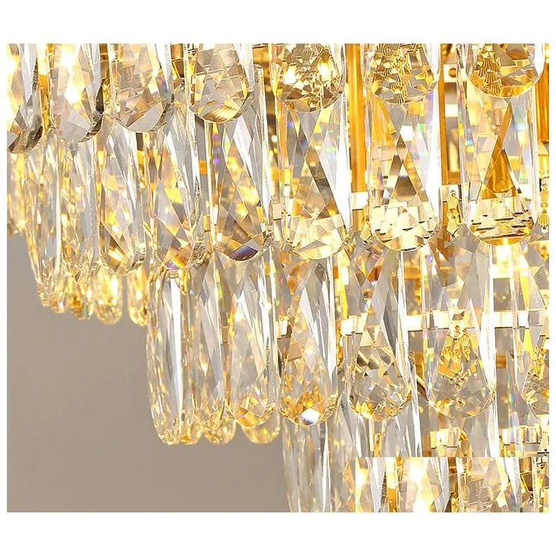 2021 light luxury crystal chandelier living room bedroom stainless steel golden melon seeds k9 lamp lighting