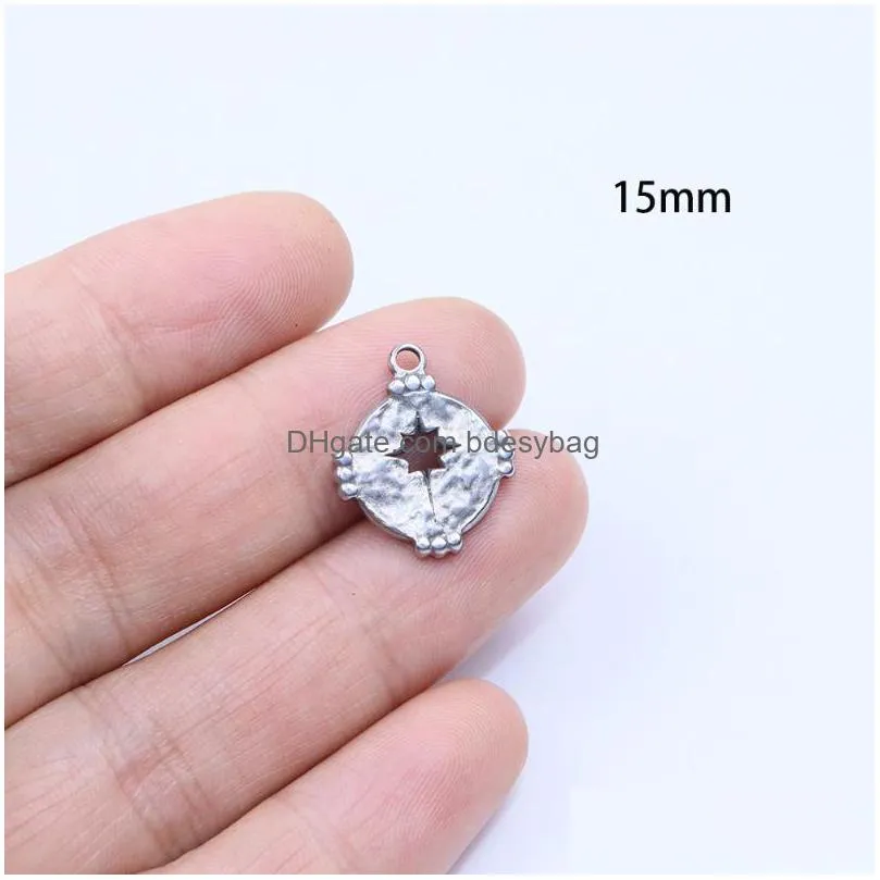 charms 5pcs 15mm wholesell casting stainless steel eye coin pendant diy necklace earrings bracelets unfading colorlesscharms