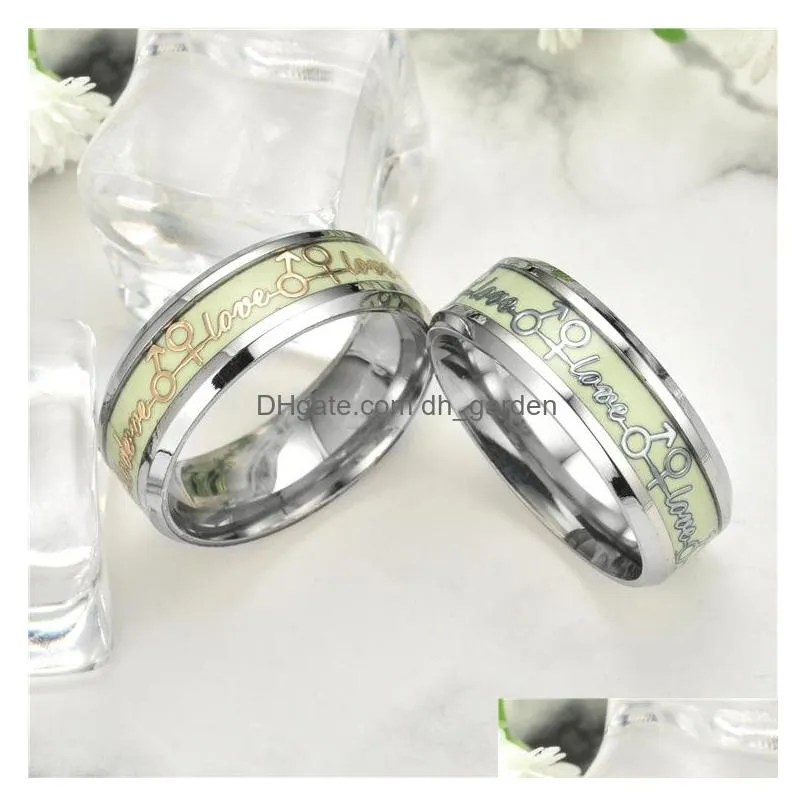 8mm titanium steel new luminous eternal love ring popular jewelry band rings designer wholesale