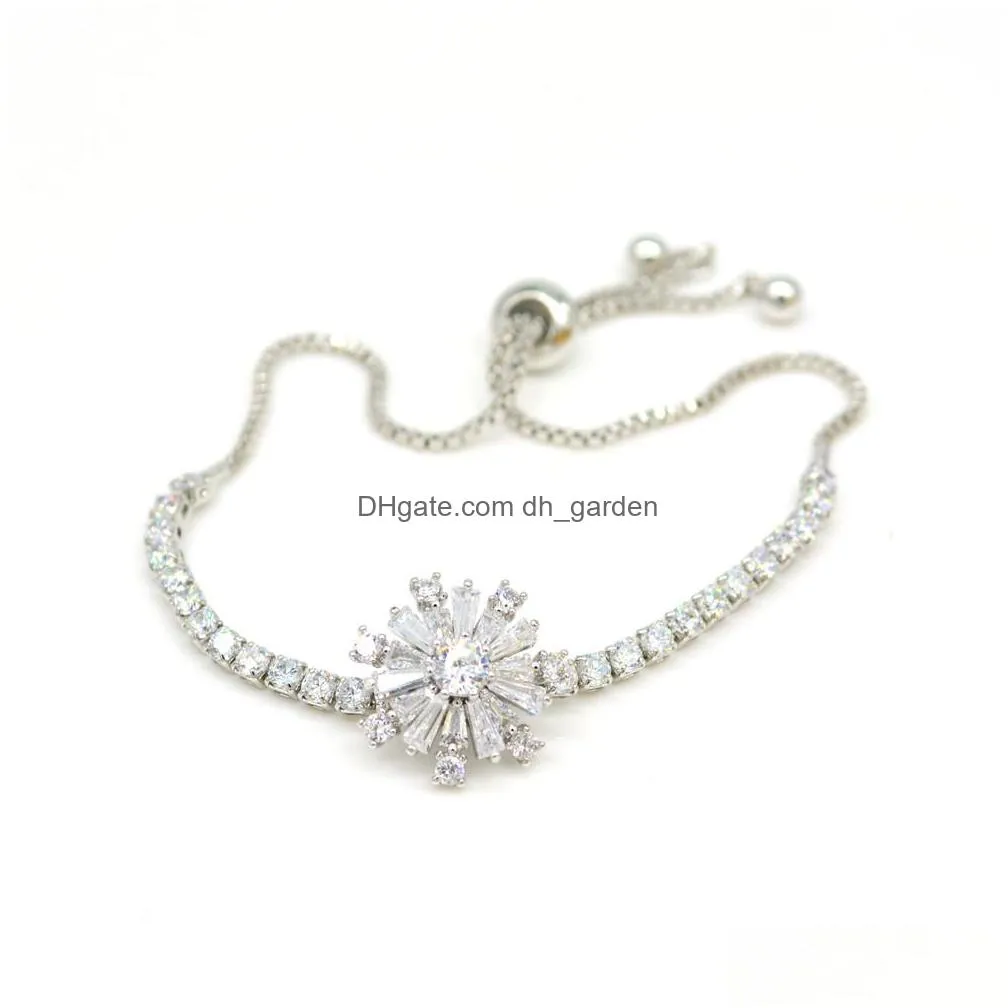 luxury crystal bracelets tennis genuine silver plated charms with zircon diamond roman bracelet top quality
