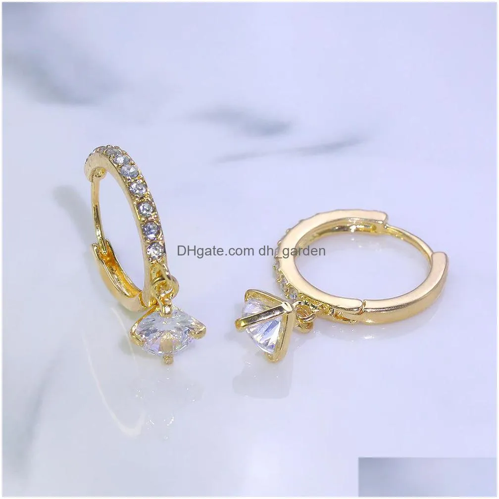 popular european and american fashion stud earrings ol ring full of diamond copper zircon earrings female gold micro