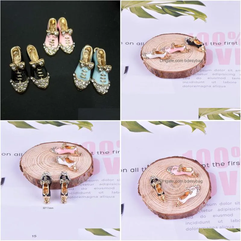 charms 10pcs/pack rhinestone haneda shoes floating enamel drop oil alloy pendant fit for jewelry accessoriescharms