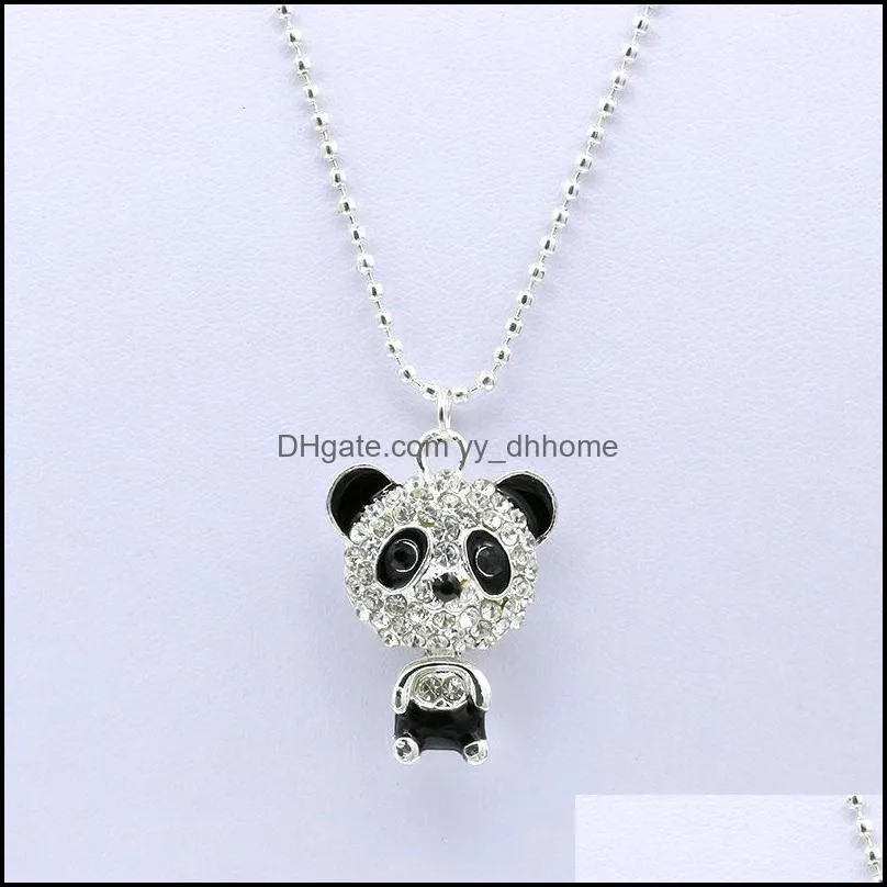 pendant necklace women imitation diamond sweater beautifully chain necklace cute female panda jewelry chain necklaces