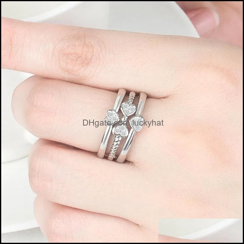 adjustable opening ring lucky flower diamond set ring threeinone split combination set luckyhat