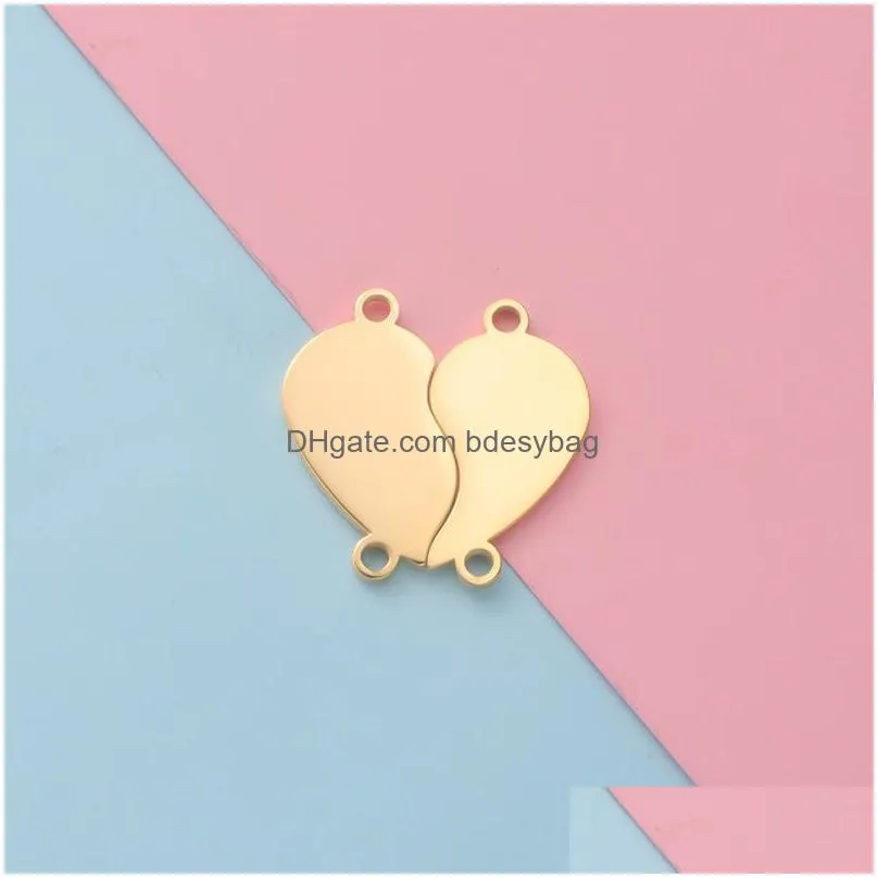 charms 10pair heart couple pendant stainless steel mirror polish handmade friendship love pendants for diy necklacecharms