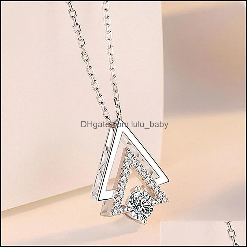 geometry triangle pendant necklace for men male modern trendy geometric stacking streetwear silver necklaces