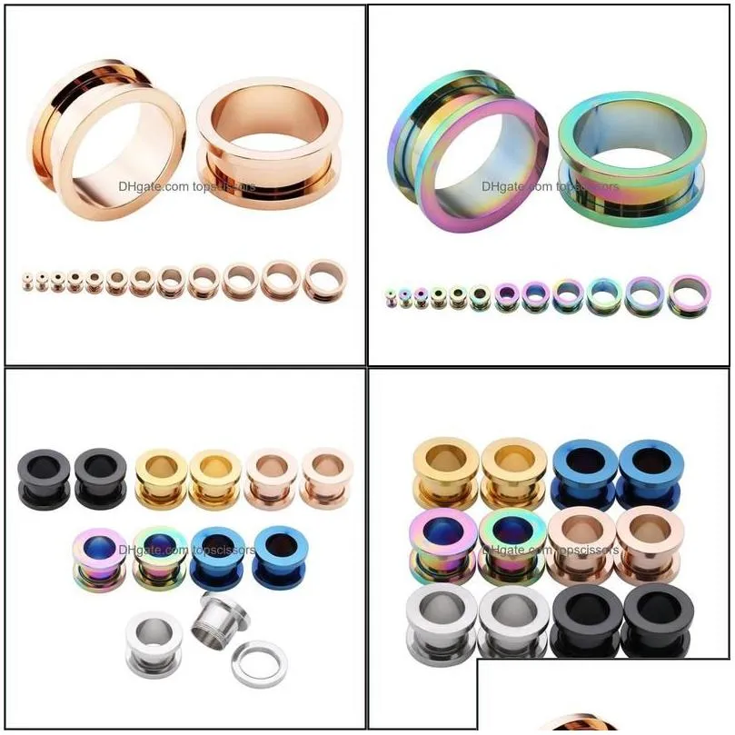 body arts set of 12pcs stainless steel ear plug tunnels gauges pley body piercing expander for both men and women drop delivery heal