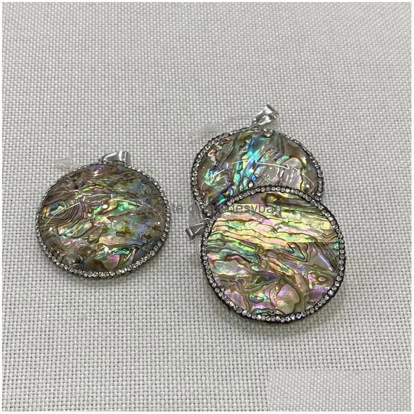 charms natural colorful abalone shell round pendant elegant ladies creative diy fashion necklace bracelet personality wild holiday