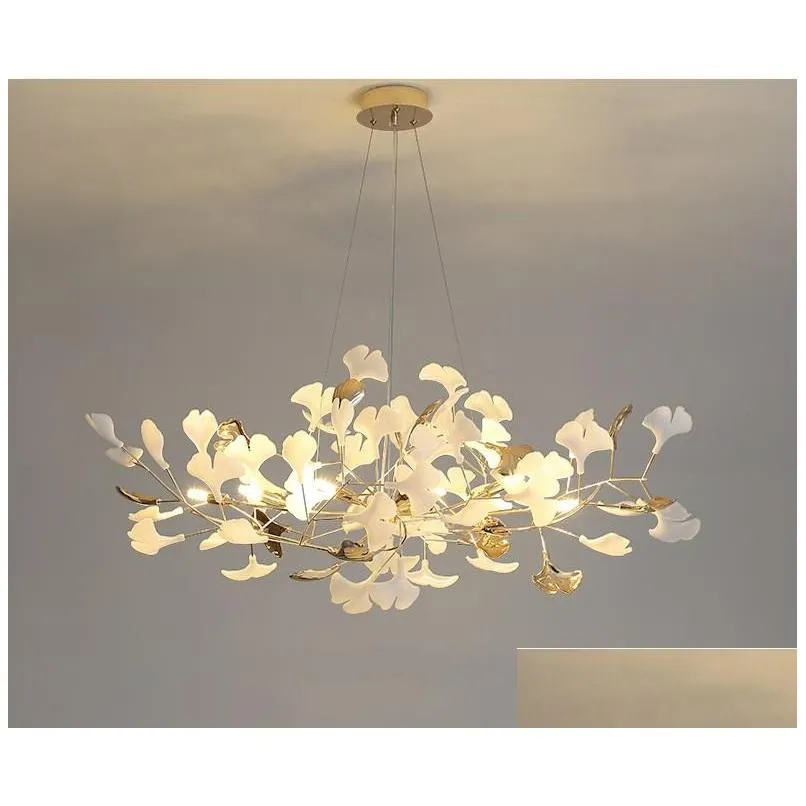 ginkgo leaf decoration kitchen dining room chandelier lamps nordic creative light luxury art fine flower bedroom living