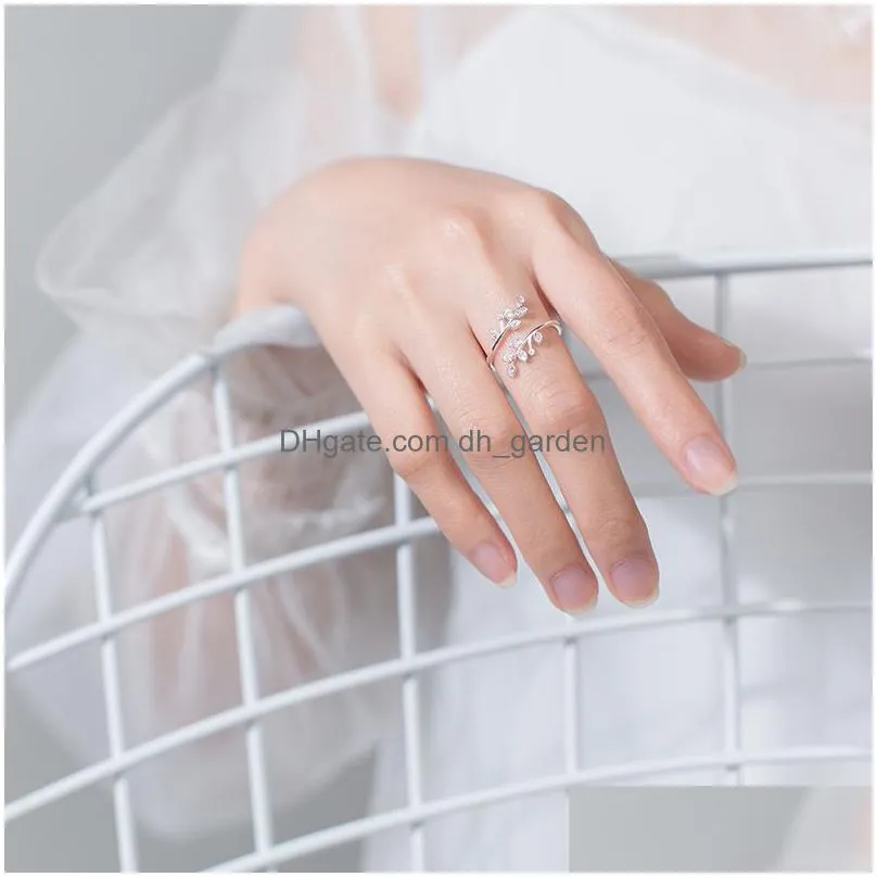 japanese and korean simple temperament leaves ring fashionable simple opening adjustable leaf rings