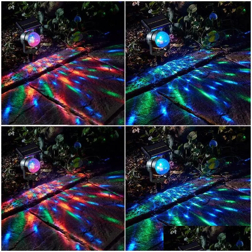 solar projection lamp rotatable colorful lawn solar powered mini crytsal magic ball stage light for outdoor christmas party