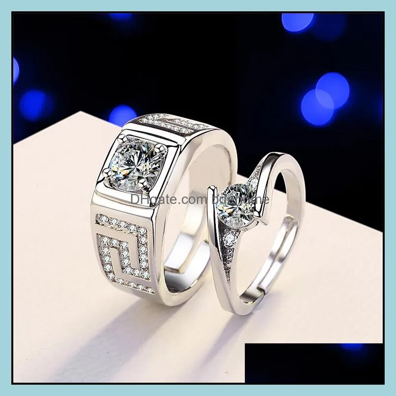 crystal couple rings set for women sliver ring for couples wedding rings sets for men women promise engagement ring