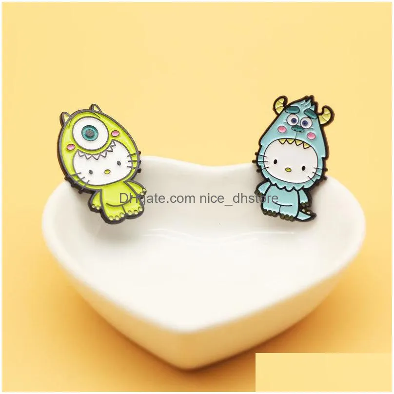 cute cat cartoon brooch cute creative backpack decoration pin alloy enamel badge accessories