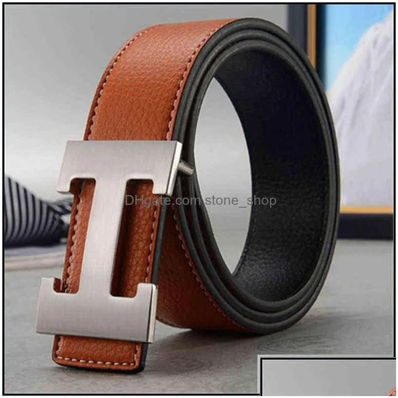 belts 2022 brand luxury men belts genuine leather lettern h buckle for business fashion strap women jeans x220216 drop delivery acces