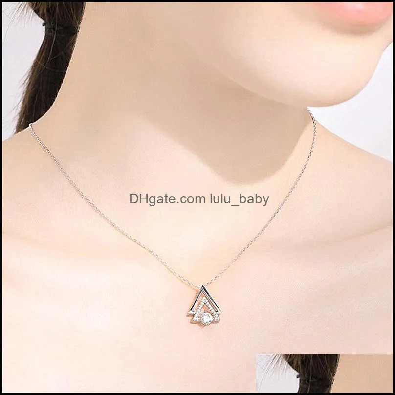 geometry triangle pendant necklace for men male modern trendy geometric stacking streetwear silver necklaces