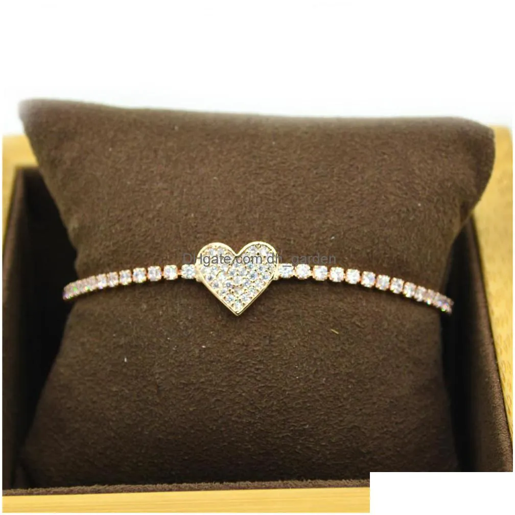 wholesale fashioh heart bracelet cubic zircon beads bracelets white rhinestone bangle chains strand bracelets for women luxury jewelry