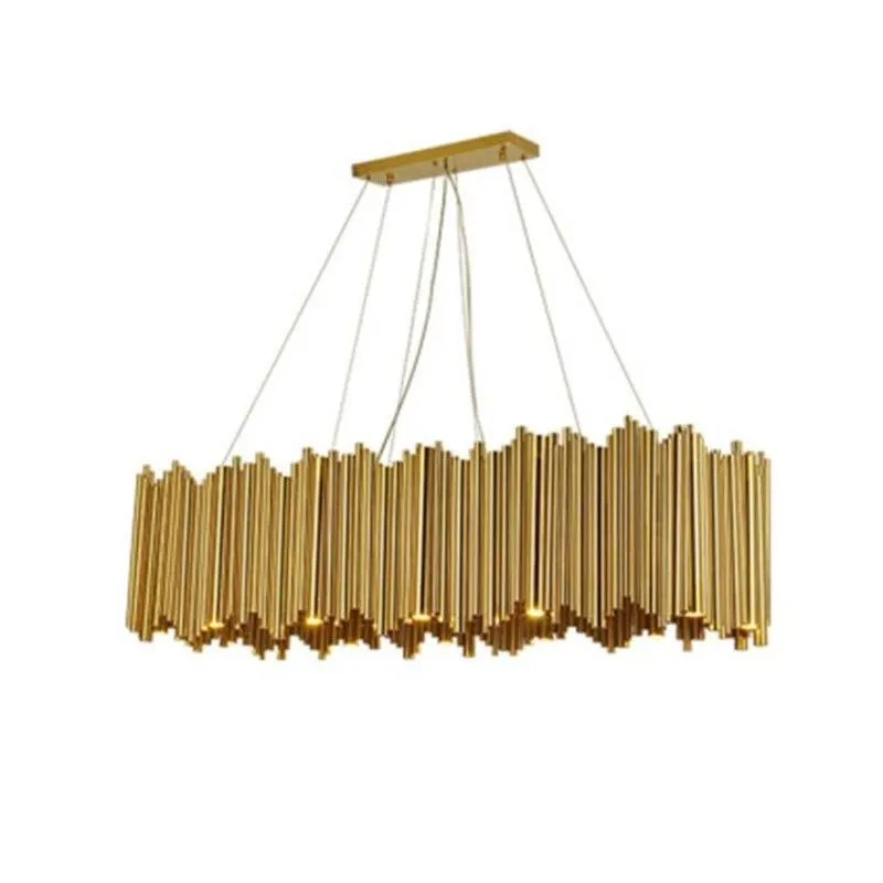 luxury modern led lamps chandelier gold delightfull tube suspension pendant lamp stainless steel hanging lighting fixtures