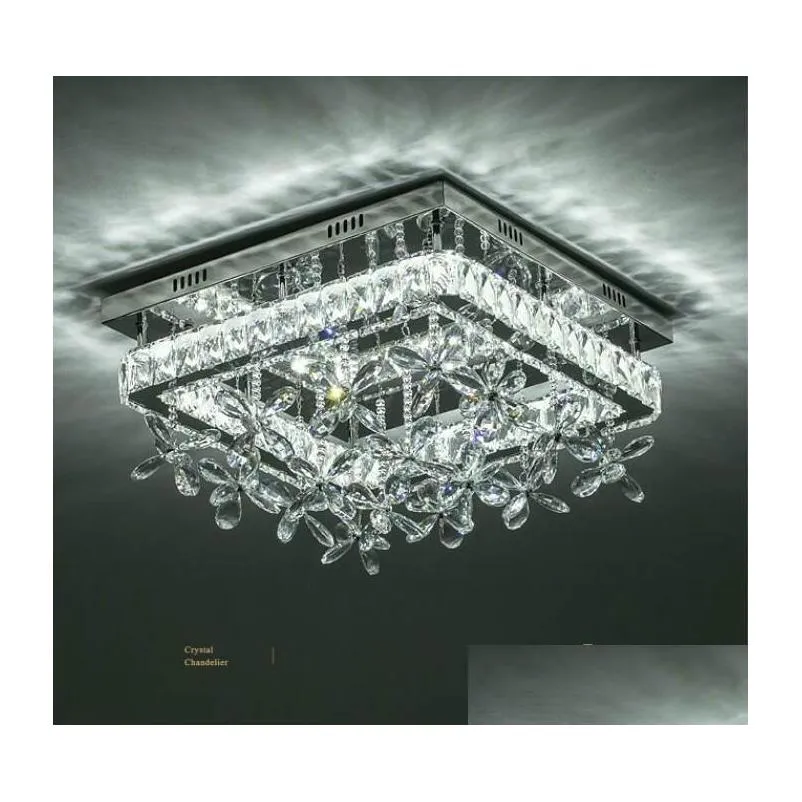 modern simple stainless steel lustre ceiling lights 90v260v led clear crystal decoration for living room bedroom restaurant lamps