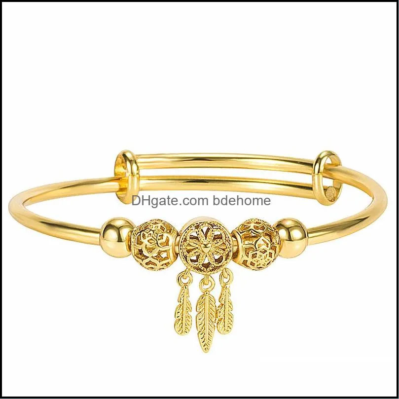 dreamcatcher feather tassel charm bracelet for women fashion bangle jewelry accessories sand gold bracelets bangles