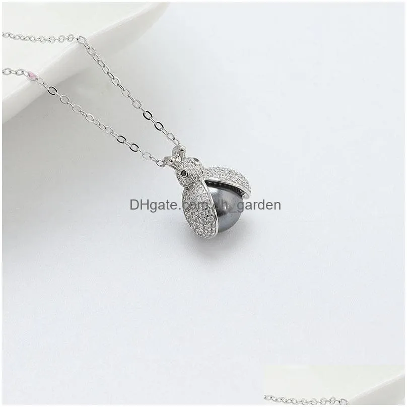 s925 sterling silver pendant female korean fashion insect diamond necklace women clavicle chain silver jewelry shipping