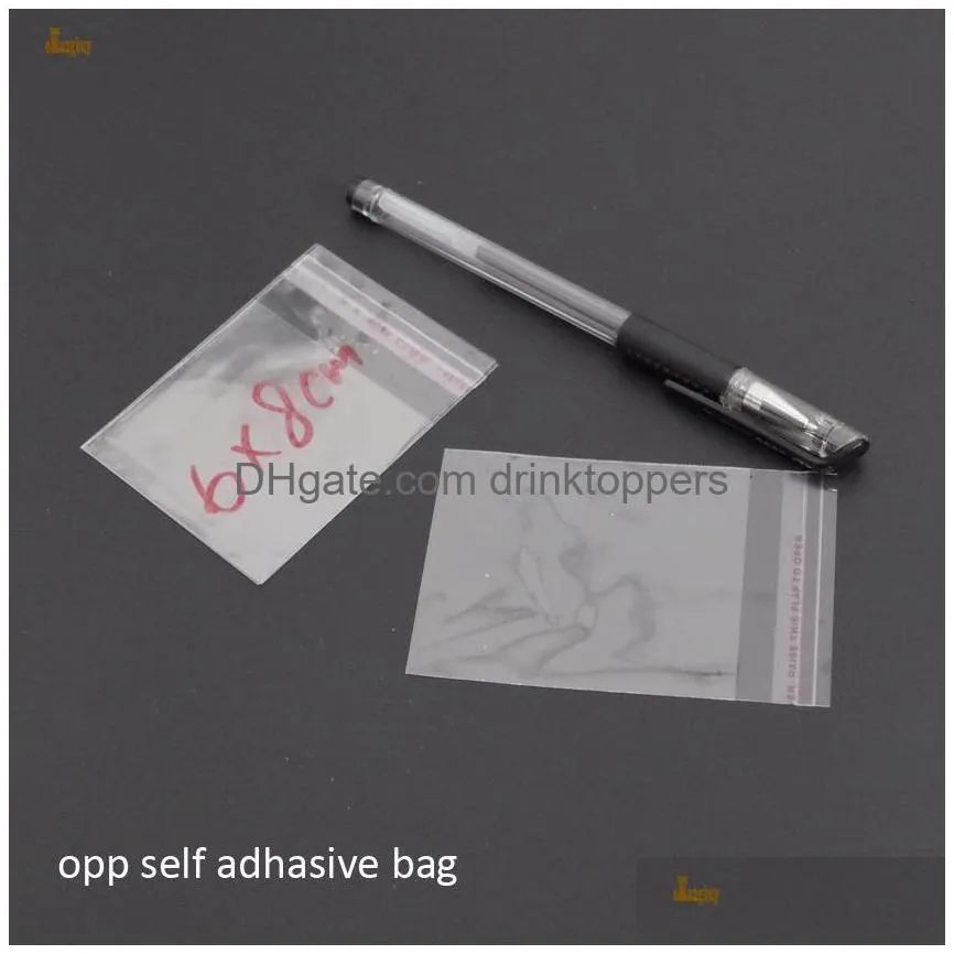 promotion real 1000pcs clear resealable bopp poly cellophane bag 6x8cm transparent opp gift bags plastic packaging self adhesive seal
