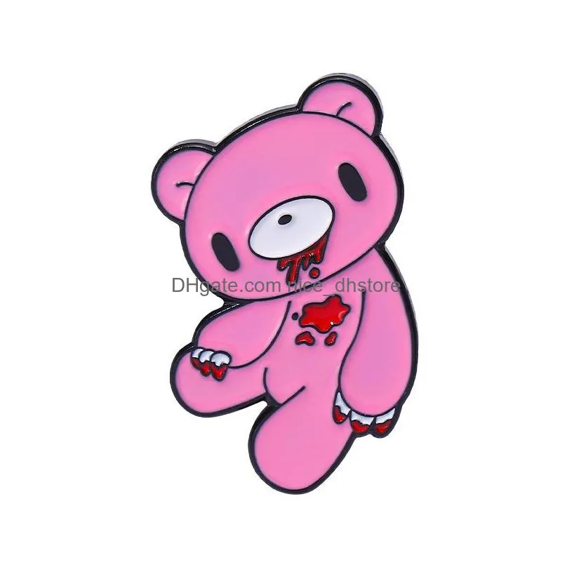 pink punk enamel pins custom witch bear tongue ghost call brooches lapel badges gothic halloween jewelry gift for friends