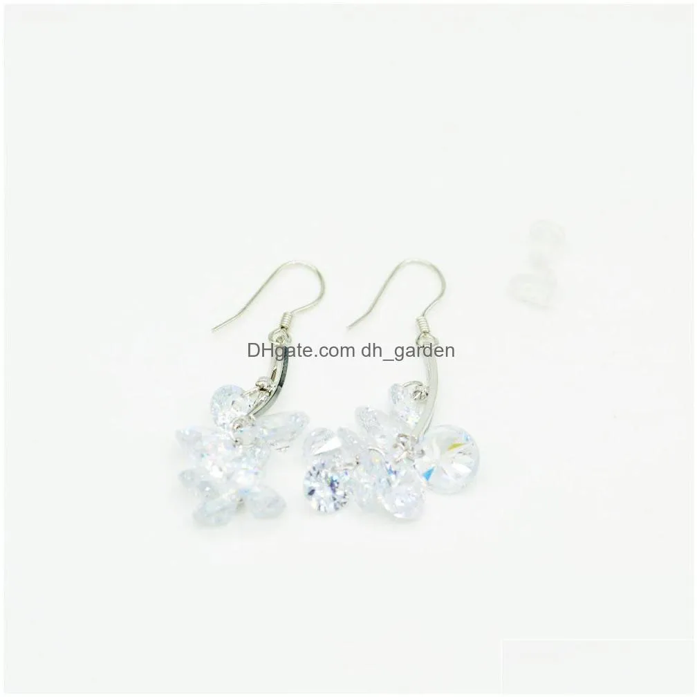 wholesale high quality fashion sterling silver earrings with a strikingly gorgeous crystal rhinestone drop shipping