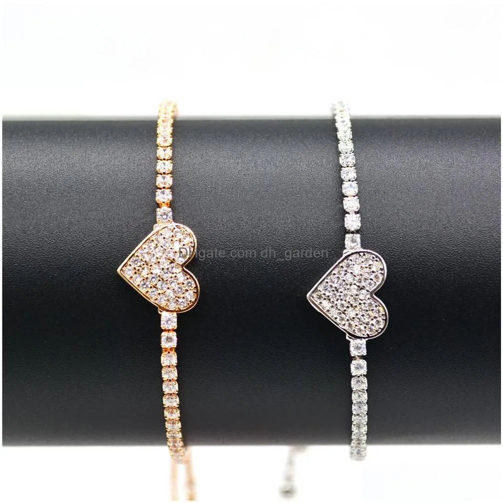 wholesale fashioh heart bracelet cubic zircon beads bracelets white rhinestone bangle chains strand bracelets for women luxury jewelry