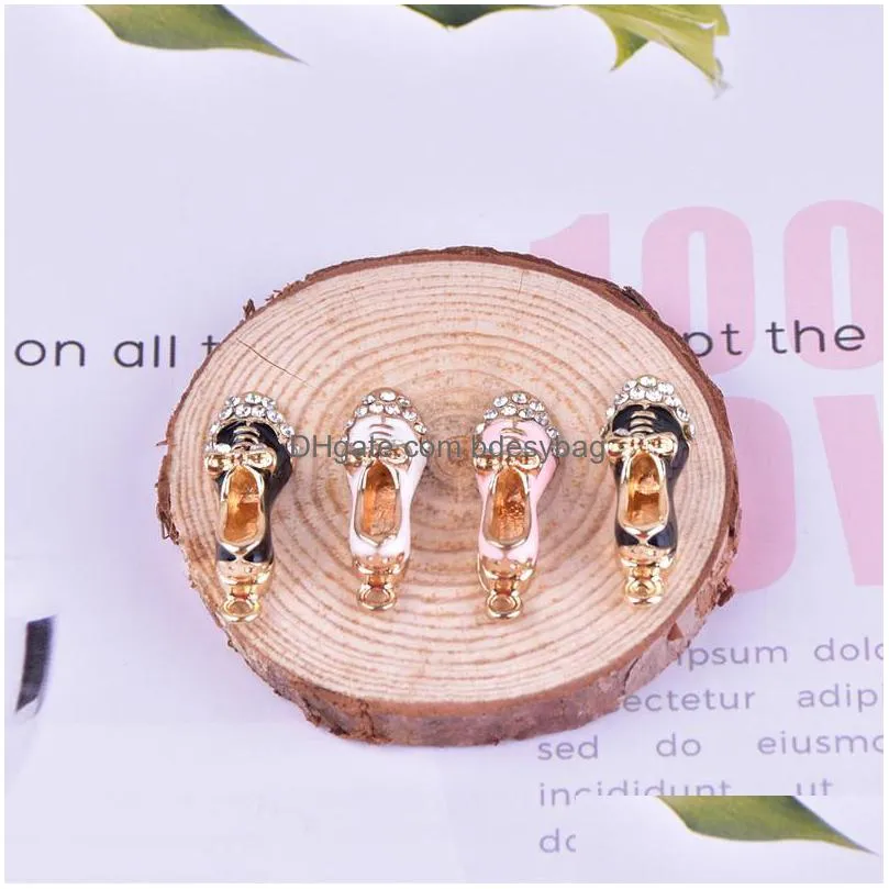 charms 10pcs/pack rhinestone haneda shoes floating enamel drop oil alloy pendant fit for jewelry accessoriescharms