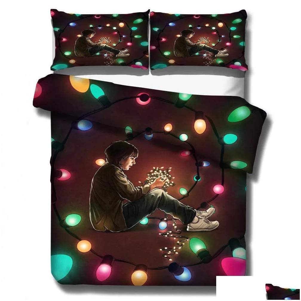 3d stranger things bedding set duvet covers pillowcases science fiction movies comforter bedding set bed linenno sheet 201210