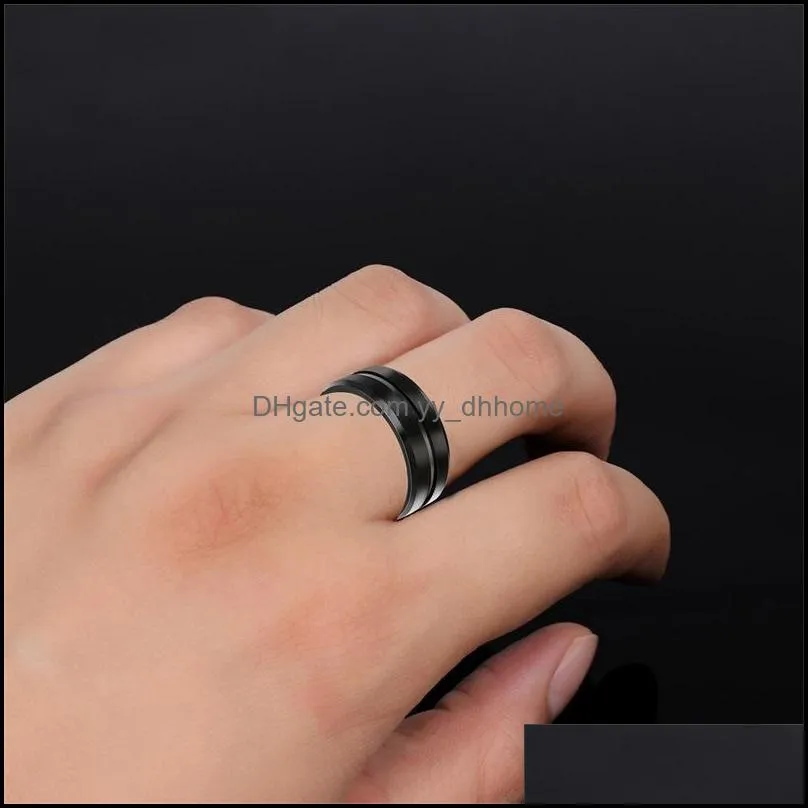 man ring male tyrants jewelry 8mm titanium steel groove ring