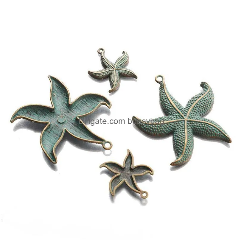 charms antique greek bronze verdigris patina brass starfish pendants for diy jewelry finding making accessories wholesale bulk