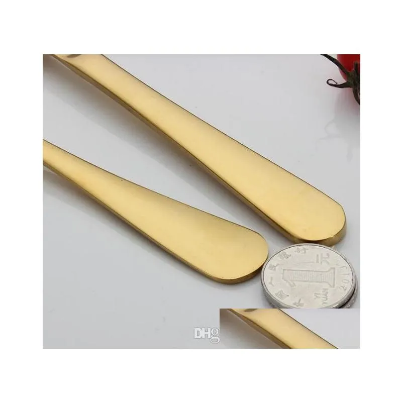 4 piece/set gold color stainless steel dinnerware sets tableware knife fork teaspoon luxury cutlery set tableware set kka2313