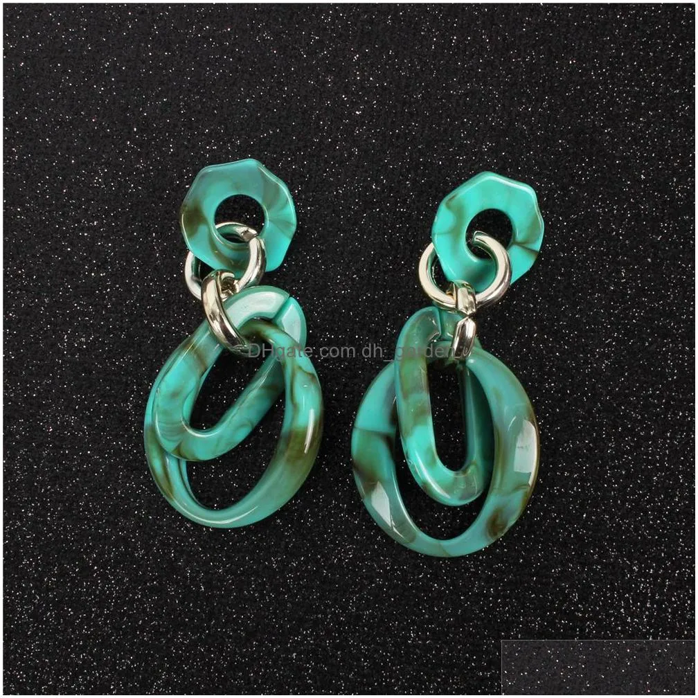 korean style geometric hollow out circle acetate acrylic resin chic big dangle drop statement ladys earrings shipping