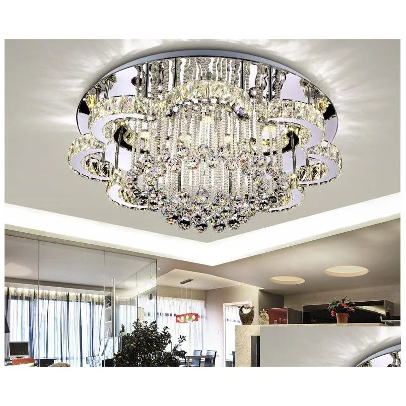 pendant lamps chandeliers luxury modern lustre k9 crystal led ceiling chandelier flower chrome steel dimmable chandelier lighting