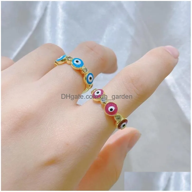 european and american personality evil eye ring oil dripping diamond blue eye opening rings wholesale