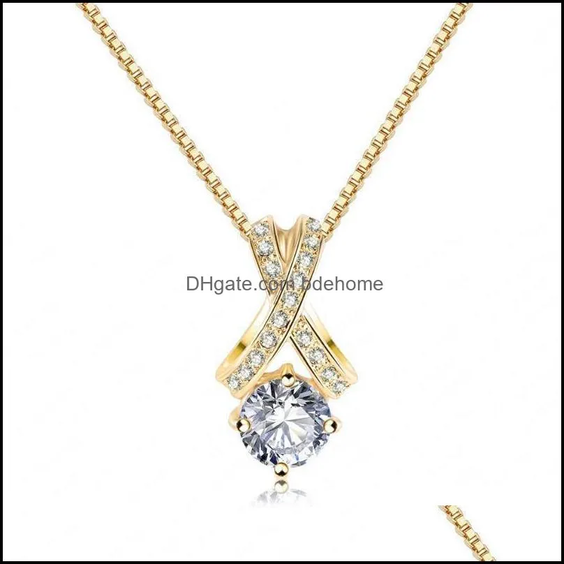 zircon necklace simple trendy crystal pendant choker necklace exquisite collar bijoux jewelry cz zircon stone necklaces