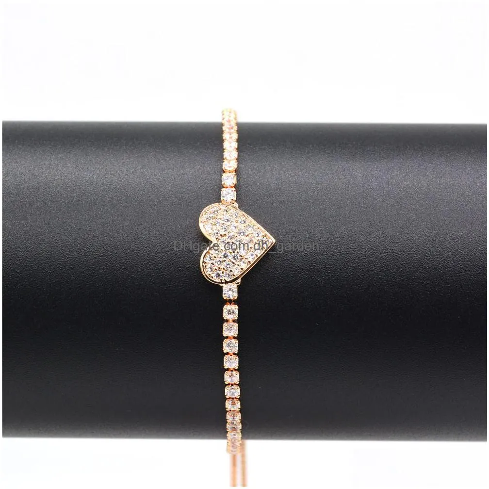 wholesale fashioh heart bracelet cubic zircon beads bracelets white rhinestone bangle chains strand bracelets for women luxury jewelry