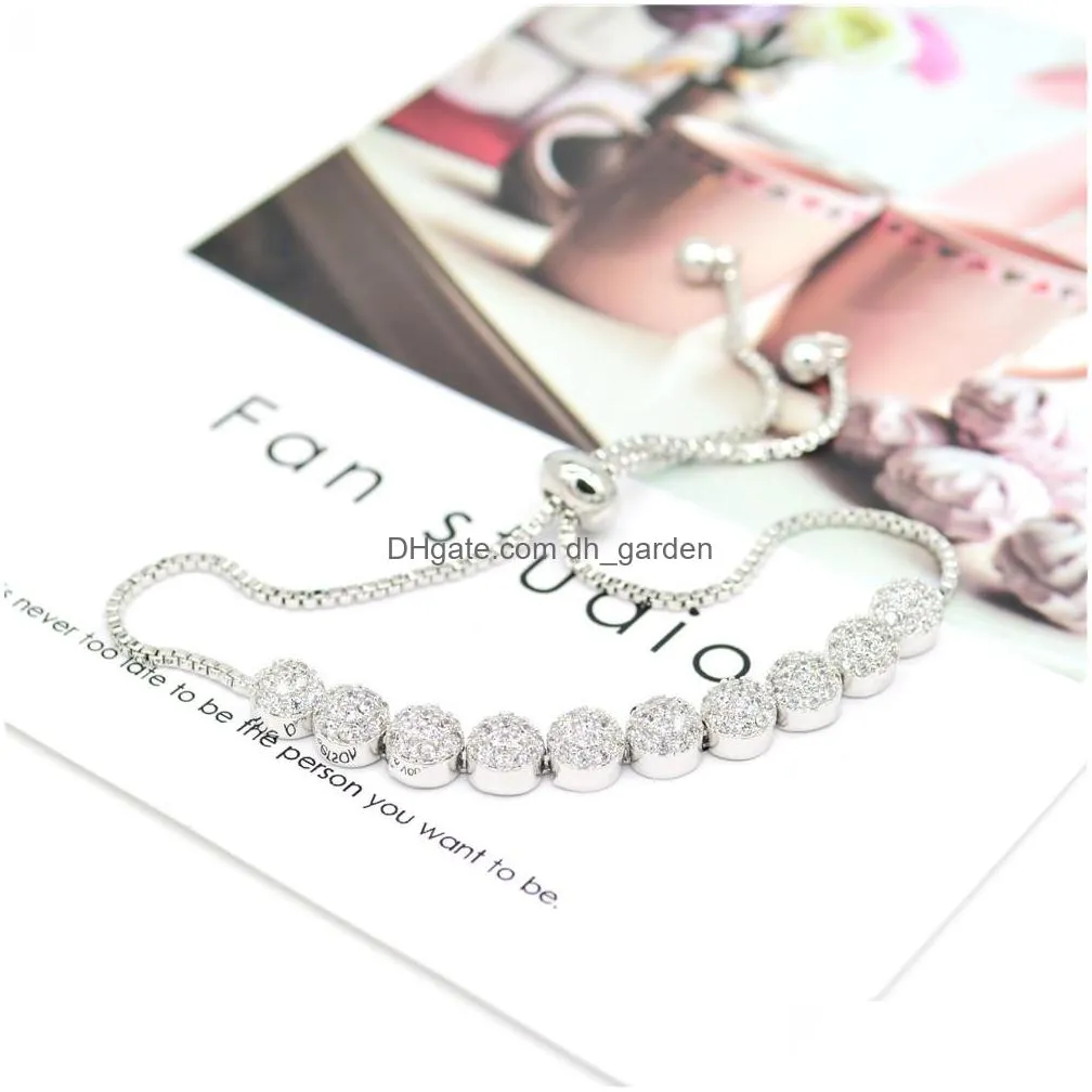 fashioh bracelet cubic zircon beads bracelets white rhinestone bangle chains strand bracelets for women luxury jewelry shipping