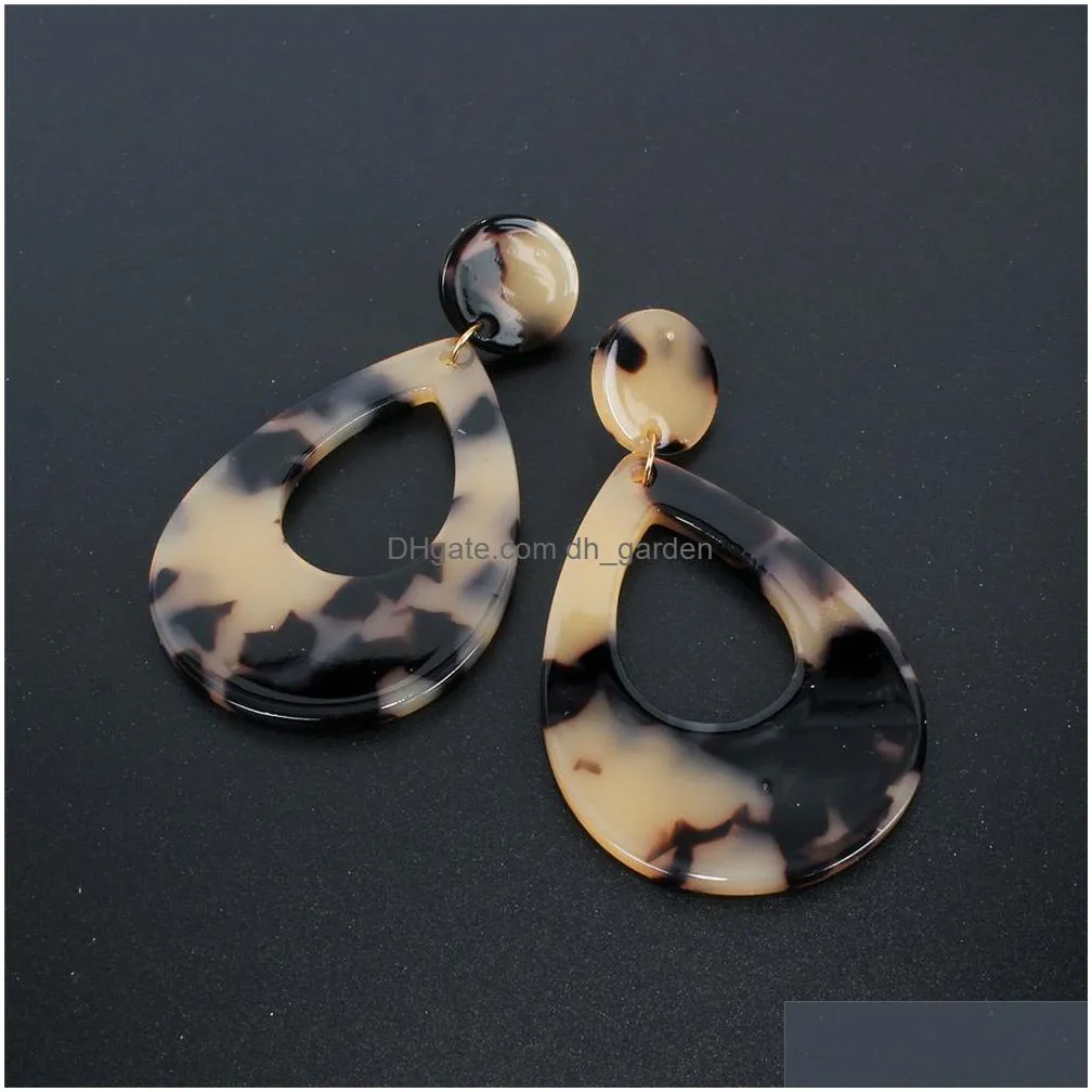 exaggerated water drop geometric circle acetate acrylic resin leopard print big dangle drop statement ladys earrings shipping