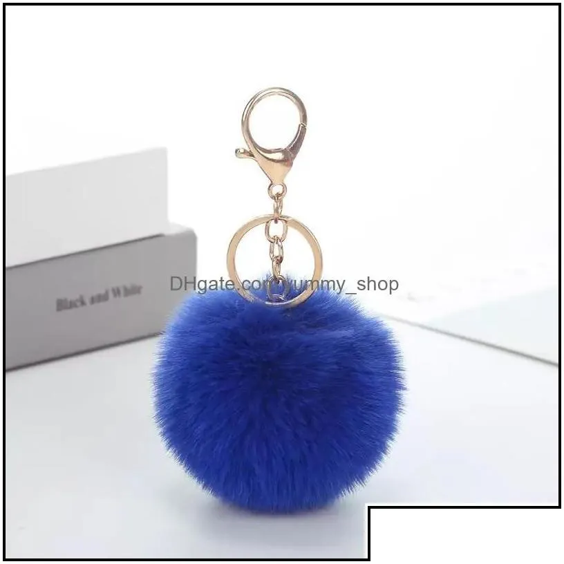 keychains lovely keychains womens pom poms faux rex rabbit fur 8cm ball key chains girl bag hang car ring pendant drop d dhseller2010