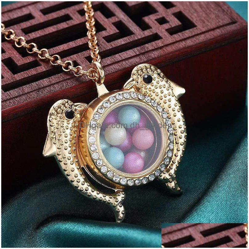 high quality diy color diamond lovers lockets  can open magnet pendant phase box pearl necklace gift