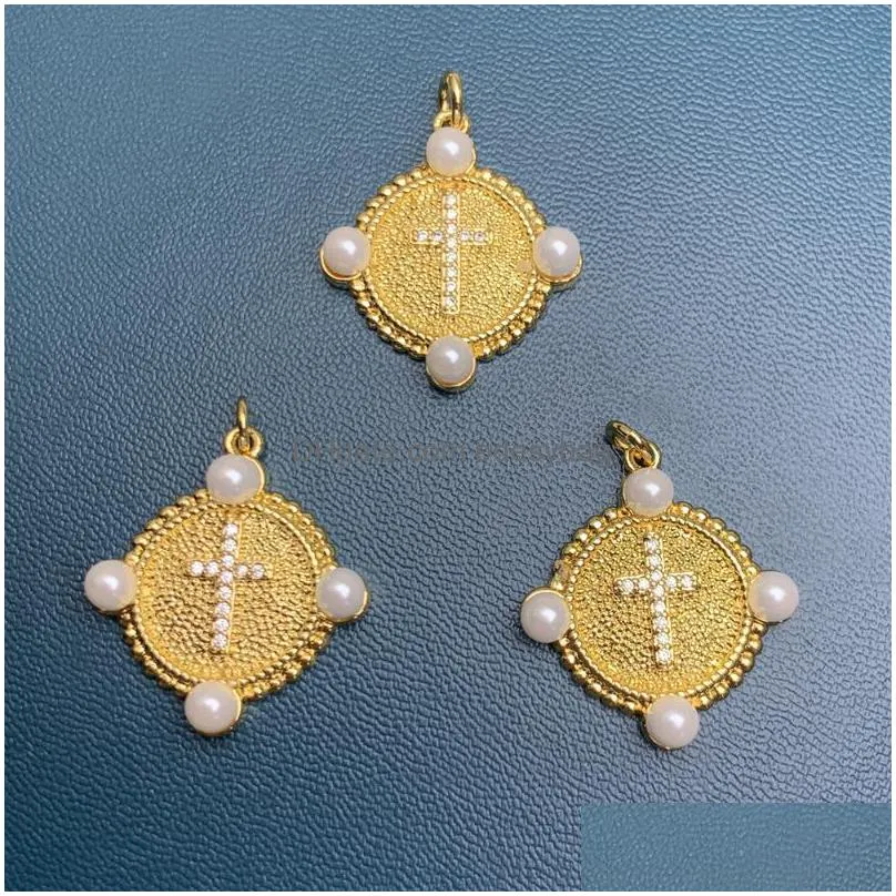charms fashion rhinestones metal cross pendants for jewelry making women diy necklace earrings 2022charms