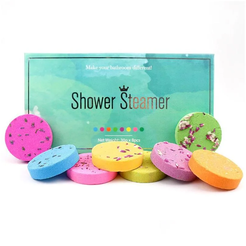 shower steamer tablets  oil aromatherapy bubble bath salt block lavender dried flower fragrance spa exfoliating bomb 30g gift box for