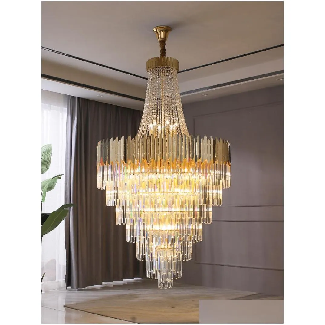 large crystal chandelier in duplex building luxury el lobby engineering villa living room hollow