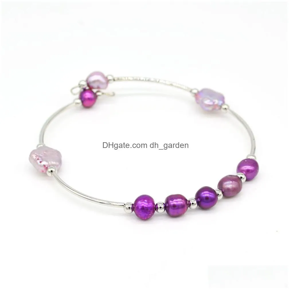 unique high quality factory direct freshwater flower pearls bangle handmade adjustable bracelet charms womens gift shipping