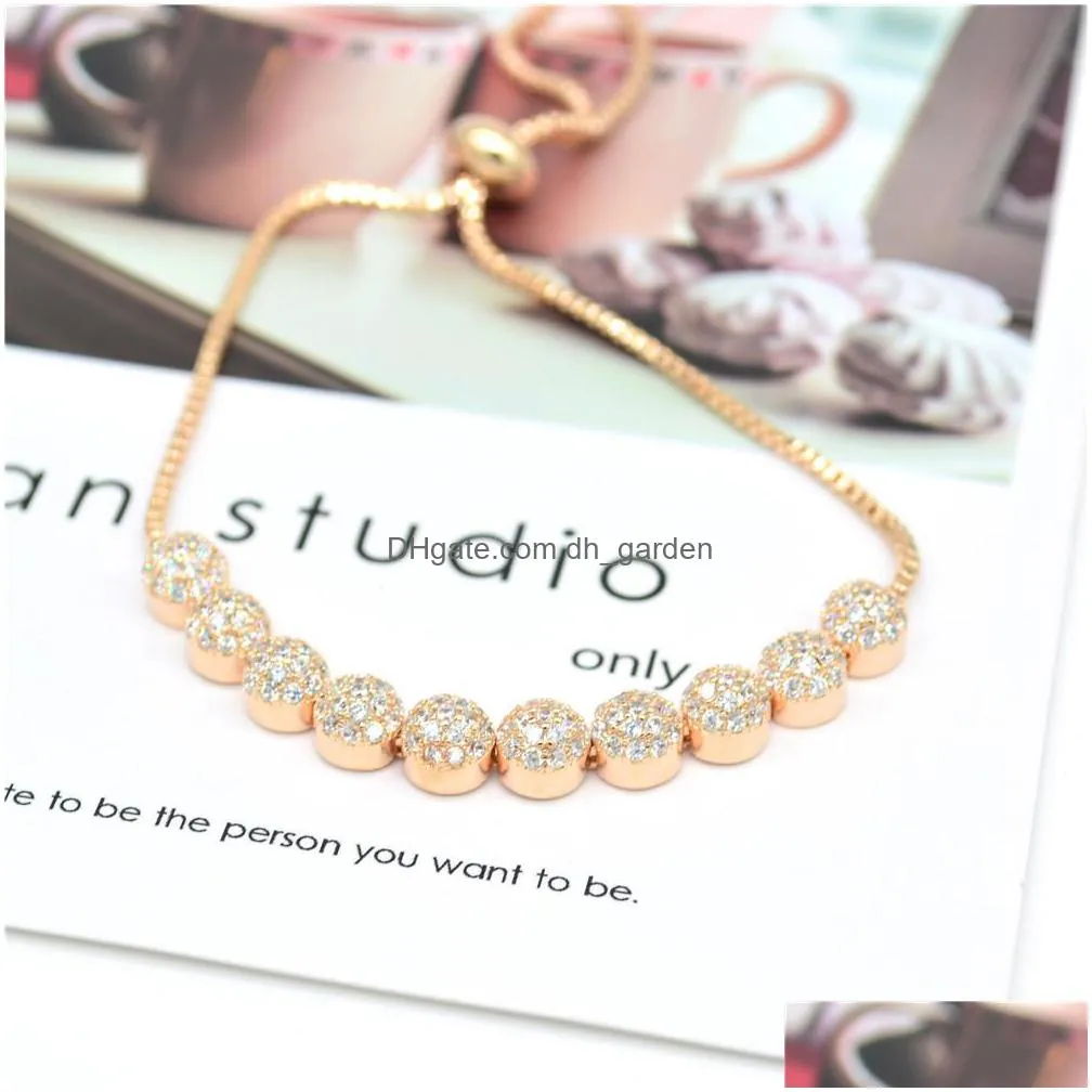 fashioh bracelet cubic zircon beads bracelets white rhinestone bangle chains strand bracelets for women luxury jewelry shipping