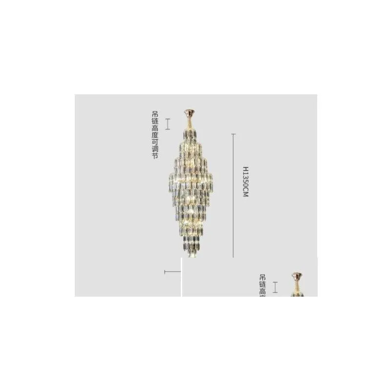 stair lamp long pendant lamp chandeliers villa simple rotation modern duplex building hollow floor light luxury living room atmospheric