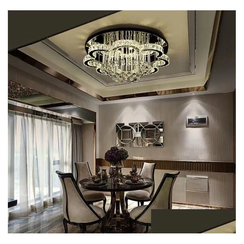 pendant lamps chandeliers luxury modern lustre k9 crystal led ceiling chandelier flower chrome steel dimmable chandelier lighting