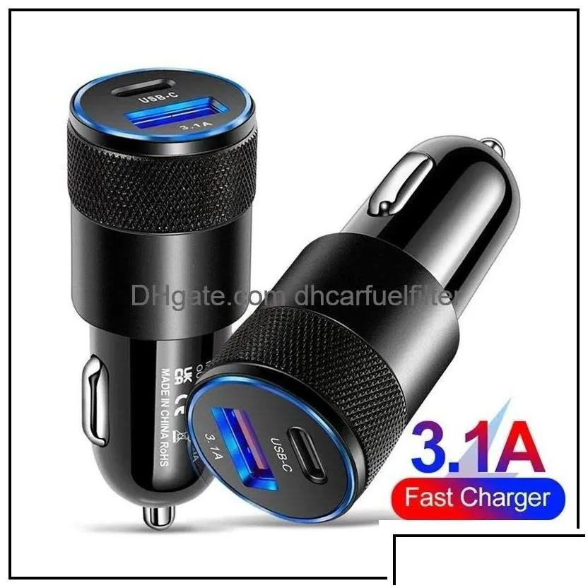 car  usb quick car  15w 3.1a type c pd fast charging phone adapter for 13 12 11 pro max  honor drop delivery 2021